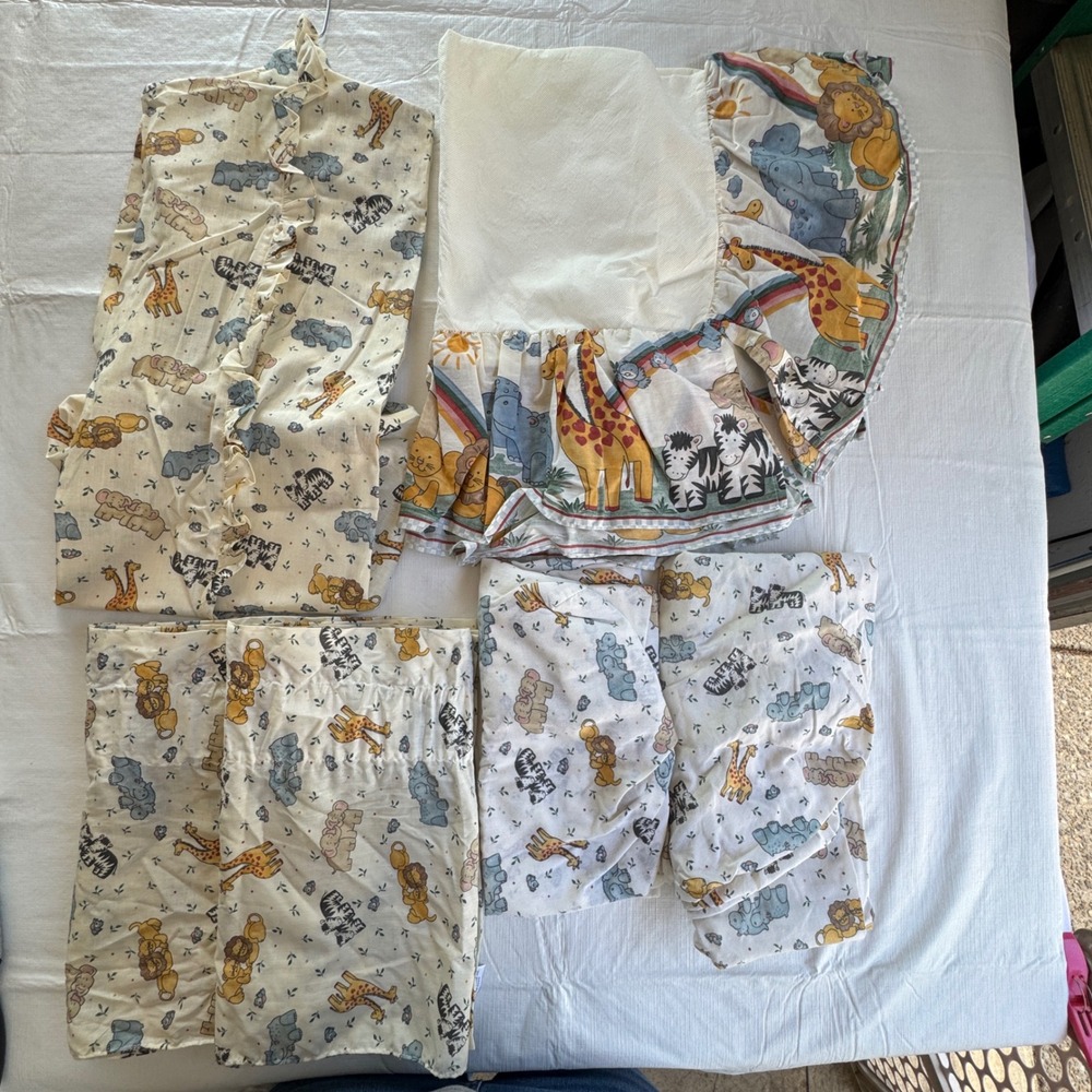 NoJo Noel Joanna Vintage Safari Animal Nursery Crib Bedding Set 6 Piece Valance